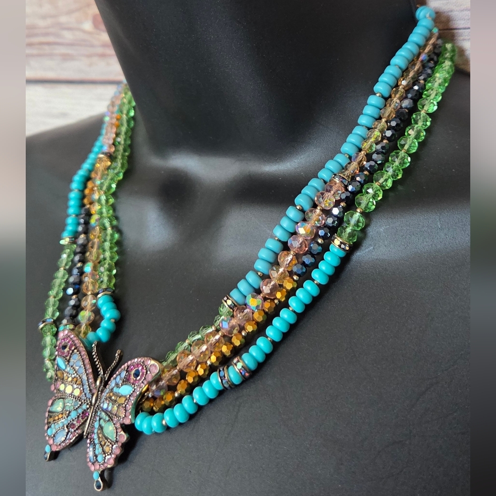 Betsey Johnson Colorful Butterfly Necklace NWT - Picture 2 of 15
